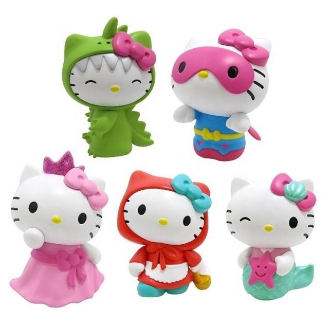 Custom OEM Made PVC Cute Mini Plastic Cartoon  Kitty cat Toy as gift to kids