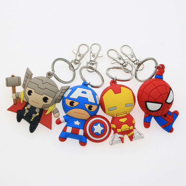 কাস্টম 3D কার্টুন এনিমে ক্যাপ্টেন আমেরিকা রাবার Keychain পিভিসি Keychain স্কুল ব্যাগ জন্য