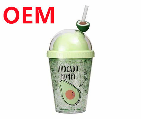 Custom 450ml Kawaii Summer Plastic Water Cup Creative Cute Anime High Appearance Double Straw Cup Factory