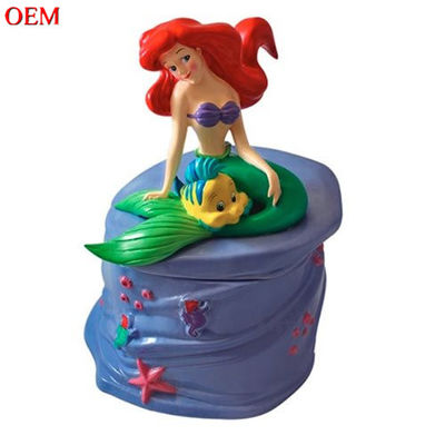 ই এম কারখানা কাস্টম তৈরি ছোট Mermaid ভাস্কর্য কুকি জার খাদ্য ধারক